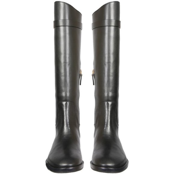 Tory Burch $528 NIB T Hardware Riding Boot Black Gold 7 9.5 - Picture 5 of 9